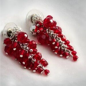EUC Swaroski Elegant Red Crystal Drop Earrings
